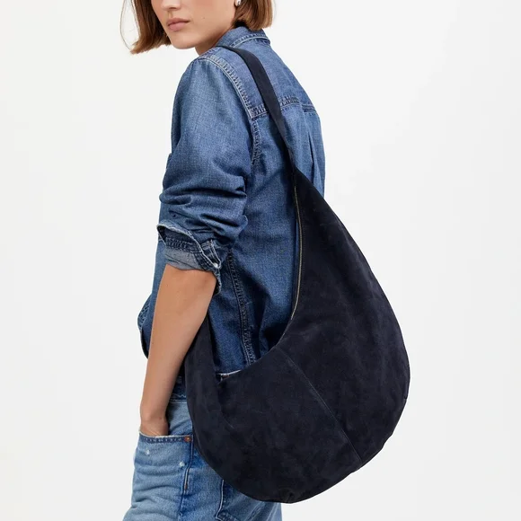 Madewell Essential Curve Should Bag - Deep Indigo Suede - Picture 1 of 5